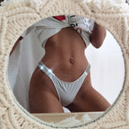 High-Waisted Rhinestone Thong for Fitness and Style