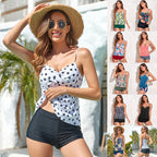 Plus Size Women's Split Swimwear with Skirt Print Bikini