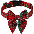 Christmas Plaid Dog Collar Bow Tie