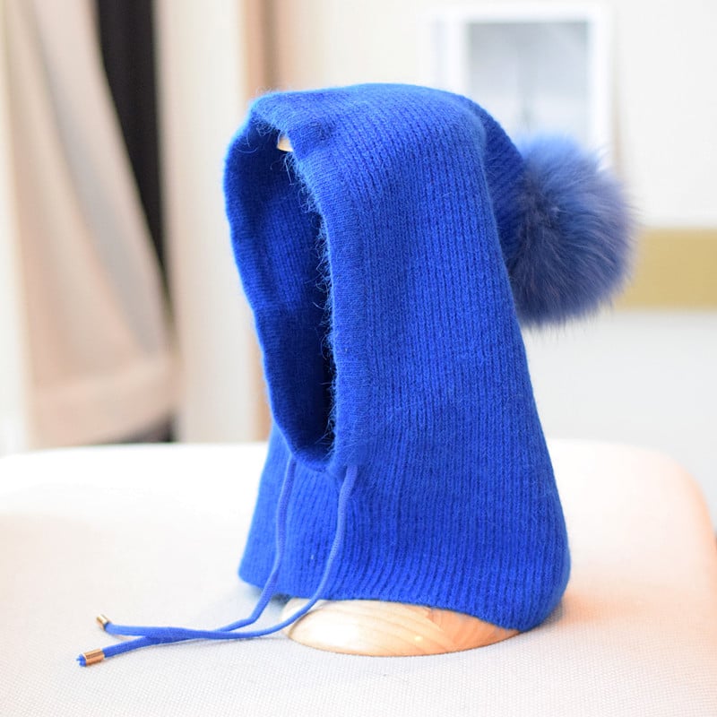 Winter Cute Rabbit Hair Knitted Beanie Hat | Embroidered Cap