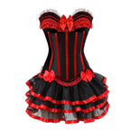 Striped Body Shaping Lingerie Set with Lace Skirt