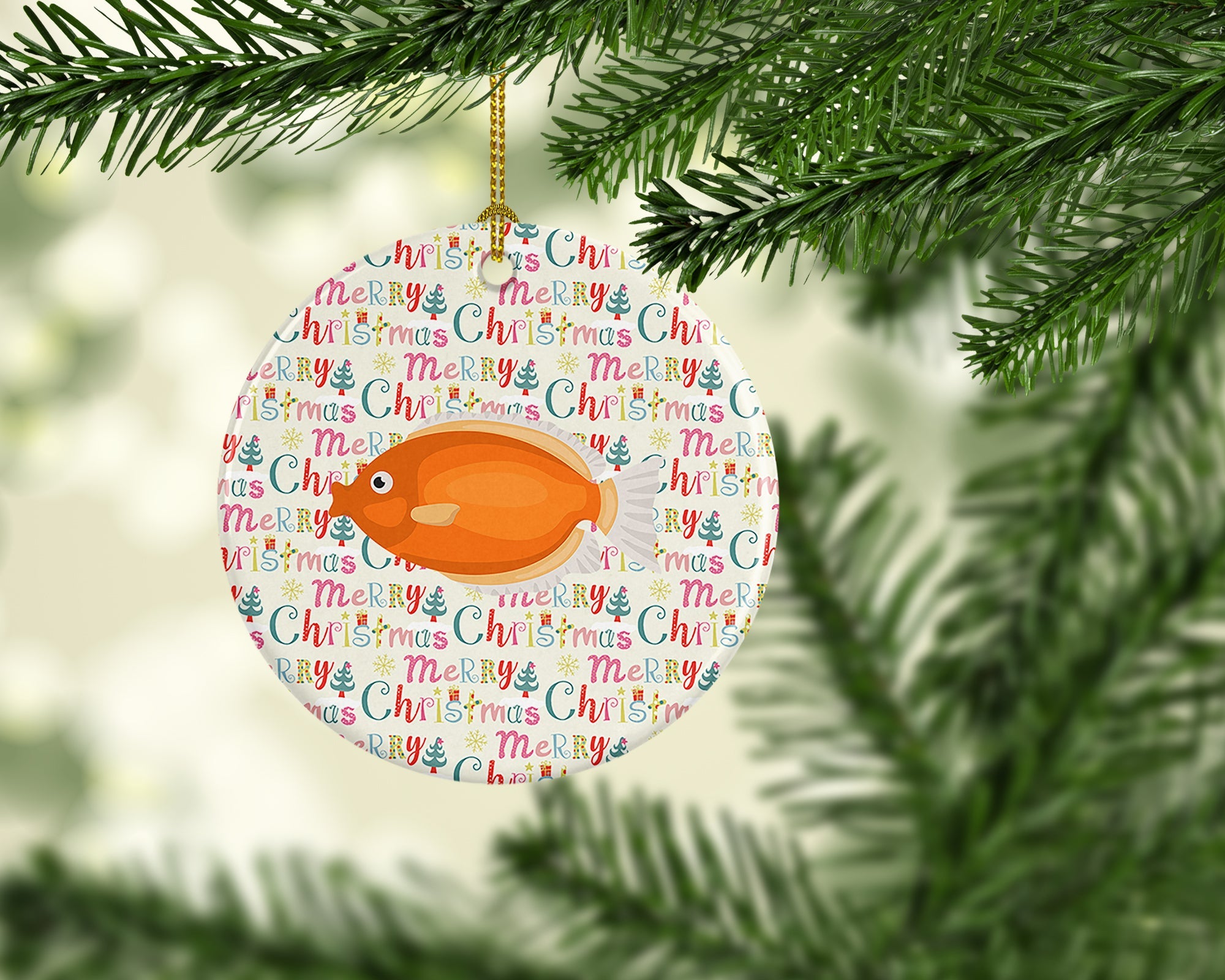 Kissing Gourami Christmas Ceramic Ornament