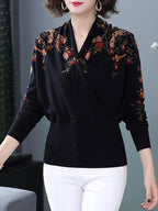 Chinese Style Autumn Print Pullover Sweater for Women | Streetwear