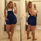 Plus Size Stretch Denim Overall Shorts for Fall 2020