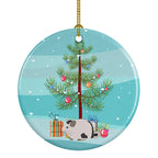 Mosaic Chinchilla Merry Christmas Ceramic Ornament