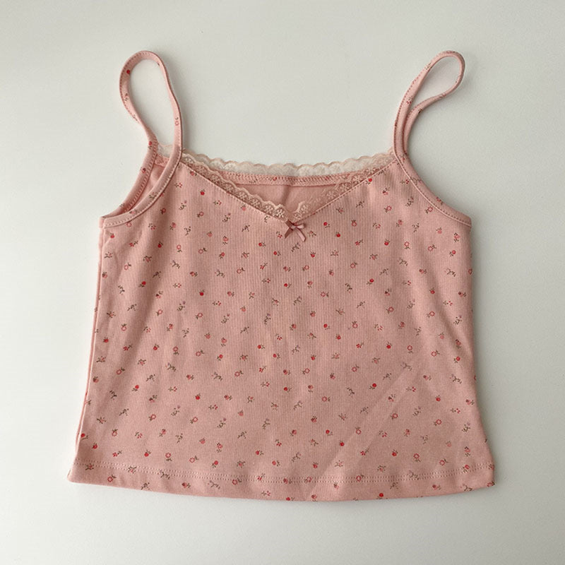 Summer Girls' Slim Lace Print Sling Dress