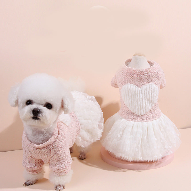 Thick Wool Knitted Love Skirt for Cute Dogs
