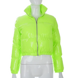 Zip Mirror Leather Warm Quilted Jacket