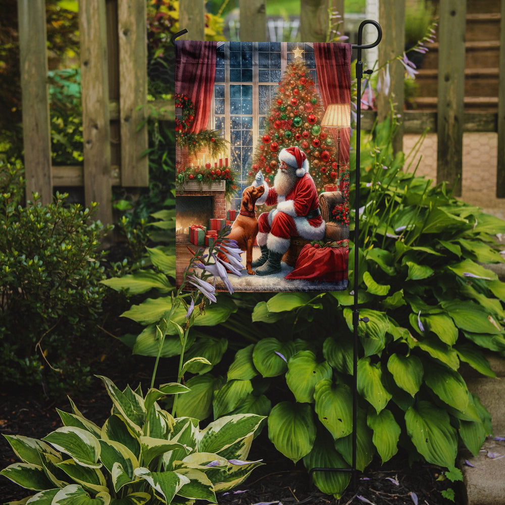 Vizsla and Santa Claus Garden Flag