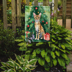 Savannah Cat By the Christmas Tree Garden Flag