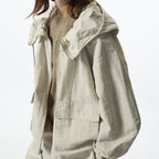 Linen Blend Zipper Coat for Fashionable Style