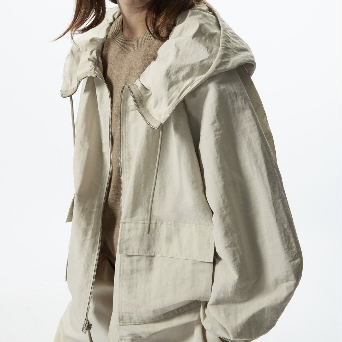 Linen Blend Zipper Coat for Fashionable Style