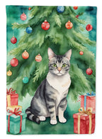 German Rex Cat By the Christmas Tree House Flag
