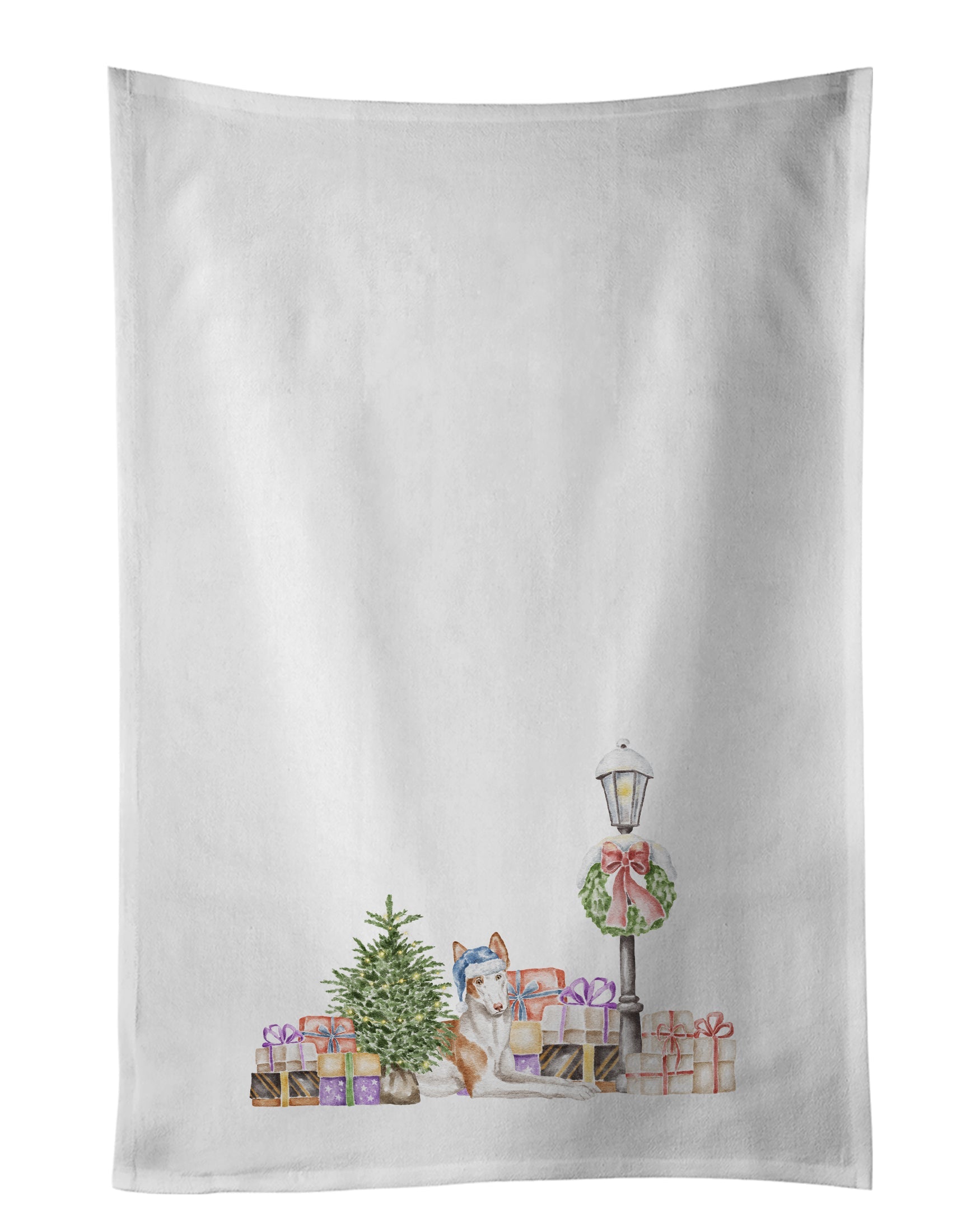 Ibizan Hound Relaxing with Christmas Wonderland Kitchen Towel Set of 2