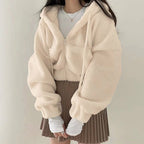 Retro Solid Lamb Wool Casual Jacket for Academy Style