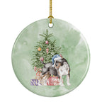 Bull Terrier Tricolor Christmas Presents and Tree Ceramic Ornament