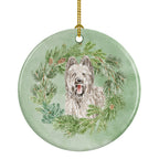 Briard Smiling Ears Up Christmas Wreath Ceramic Ornament