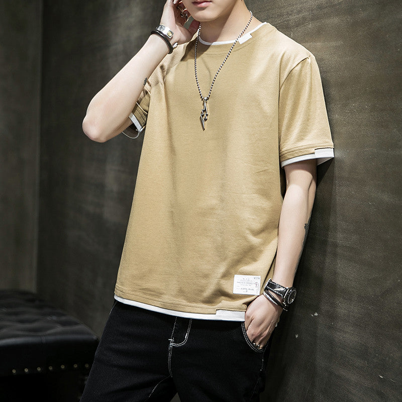 Stylish Men's Summer Two-Piece Spliced Pullover T-shirts | Streetwear
