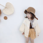 Girls' Lantern Sleeve Jacket with Pearl Buttons