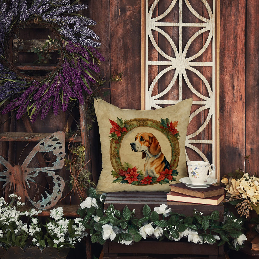 American Foxhound Christmas Flowers Throw Pillow
