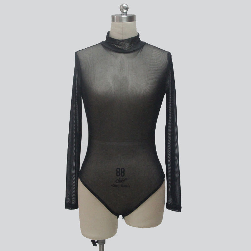 Women's Long Sleeve Mesh Bodysuit for Dance Performances