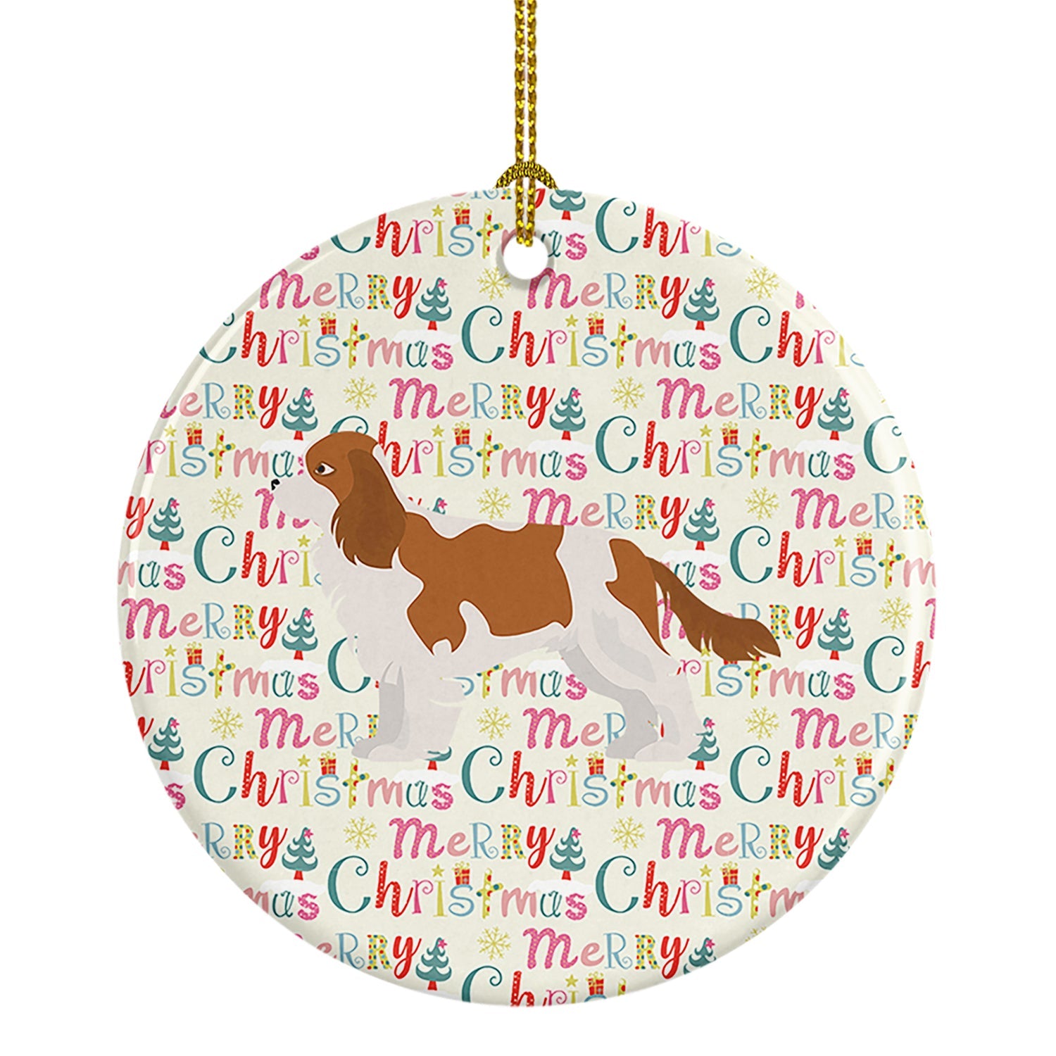 Blenheim Cavalier Spaniel Merry Christmas Ceramic Ornament