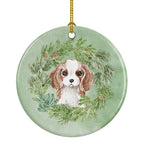 Cavalier Spaniel Puppy Blenheim Christmas Wreath Ceramic Ornament