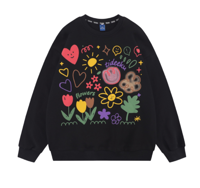 American Tide Floral Print Sweatshirt for Couples | Streetwear