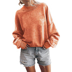 Autumn Crew Neck Solid Color Loose Sweater