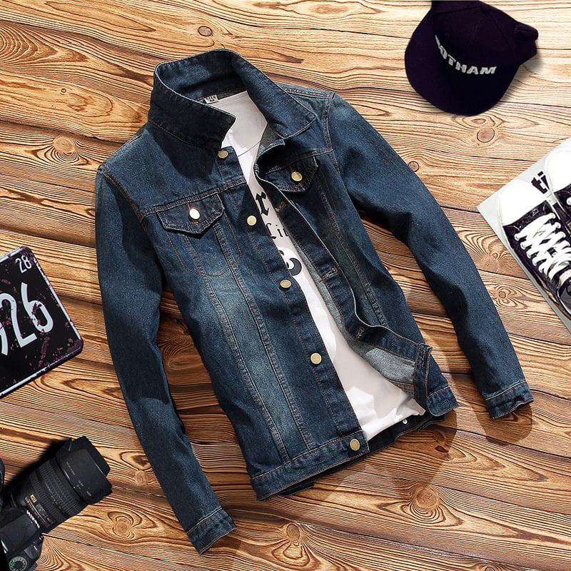 Trendy Korean Style Slim Men's Denim Long-Sleeved Jacket