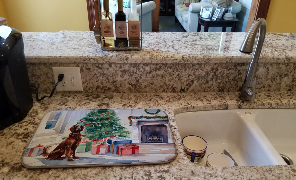 Irish Setter Cozy Christmas Dish Drying Mat