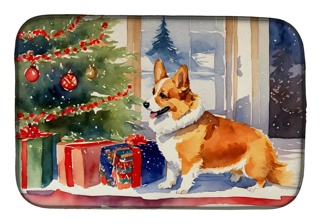 Corgi Cozy Christmas Dish Drying Mat