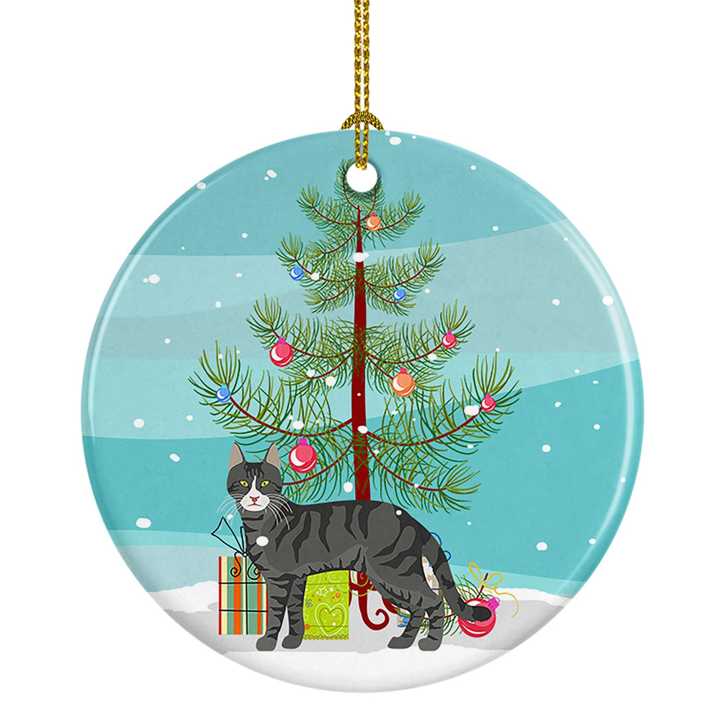 Tricolour Aegean Cat Christmas Ceramic Ornament