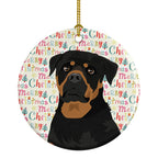 Rottweiler Black and Mahogany Christmas Ceramic Ornament