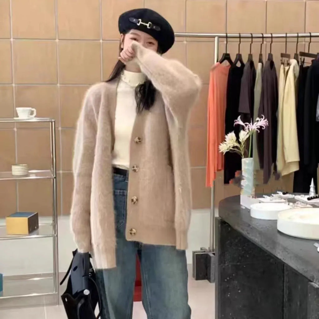 Women's Korean-style Fashionable Soft Waxy Autumn and Winter Warm Loose Coat
