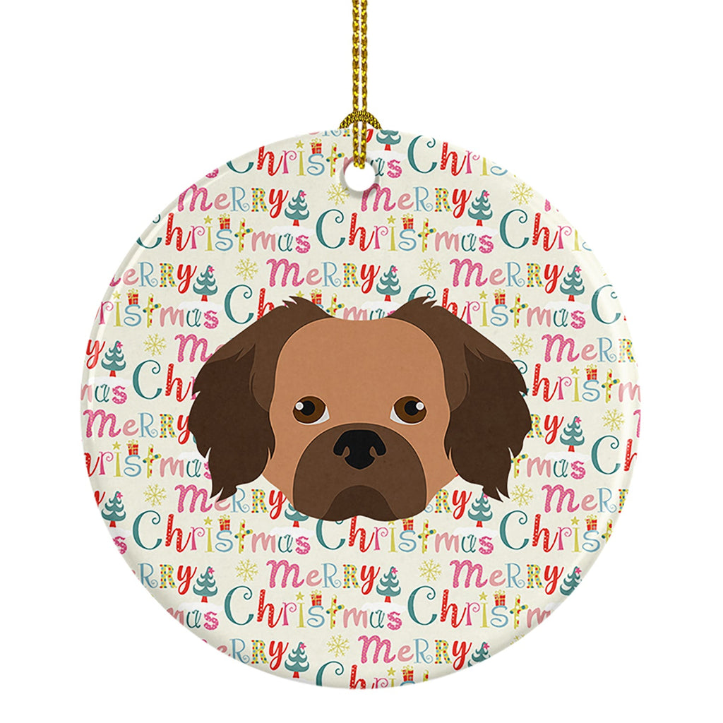 Tibetan Spaniel Merry Christmas Ceramic Ornament