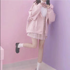 Japanese Style Girls' JK Sweater with Rabbit Ears Hoodie | Streetwear