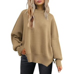 Women's Cozy Knitted Pullover with Side Slit – Chic & Comfortable | Streetwear