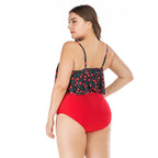 Plus Size Cherry Print High Waist Bikini Swimsuit