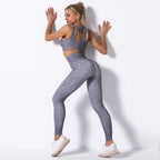 Seamless Hollow Peach Butt Yoga Pants & Bra Set