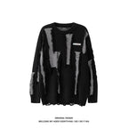Loose Round Neck Distressed Sweater for Men and Women