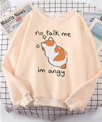 Chic Casual Cat Print Crew Neck Sweatshirt | Streetwear