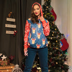 Women's Creative Digital Print Hooded Christmas Sweater