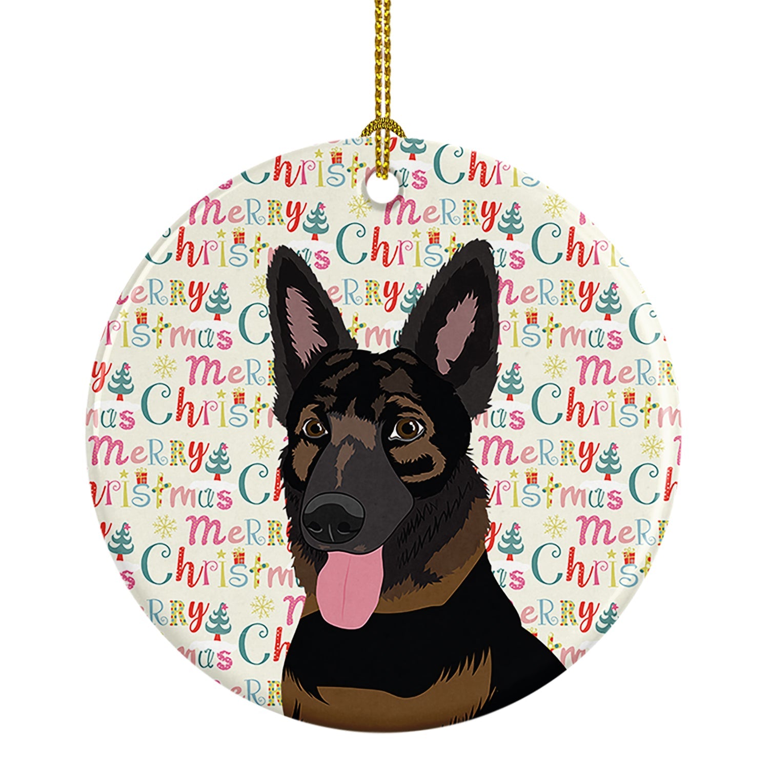 German Shepherd Bicolor Christmas Ceramic Ornament