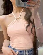 Korean Women's Solid Color Slim Sexy Bodysuit Top