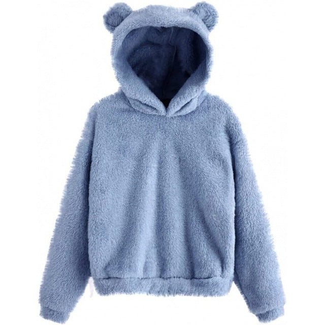 Warm and Cute Reversible Velvet Bunny Ear Hoodie | Streetwear