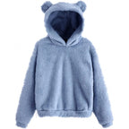 Warm and Cute Reversible Velvet Bunny Ear Hoodie | Streetwear
