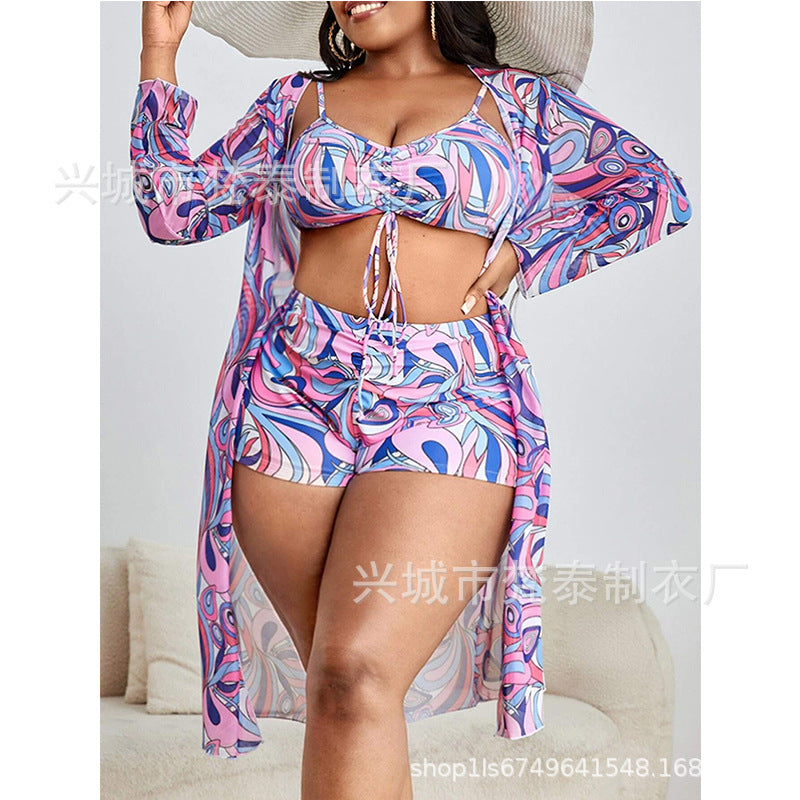 2023 Floral 3-Piece Set, Sexy Long Sleeve Swimsuit
