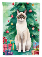 Snowshoe Cat By the Christmas Tree Garden Flag