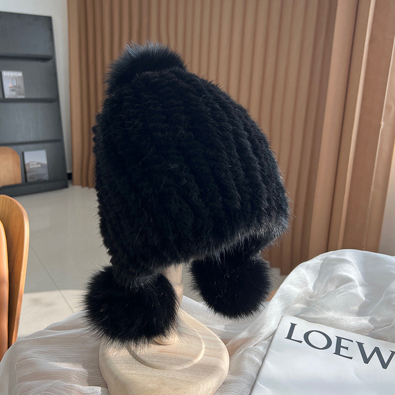 Warm Thickened Mink Plush Earmuff Hat for Winter Fashion | Embroidered Cap